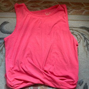 Lilly Pulitzer XL Solid Coral Spritz GREER TANK Luxletic Twist Crop Top Tee